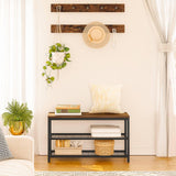 HOOBRO Hall Tree with Bench, Coat Rack Shoe Bench Set, Entryway Shoe Rack Bench with Coat Hooks, Hall Tree Coat Rack, 27.6"L x 11.8"W x 18.1"H, Industrial, for Foyer, Front Door, Rustic Brown BF07MT01 HOOBRO
