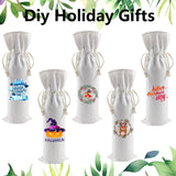 OKBA 15 PCS Sublimation wine gift bag blank, Canvas wine bottle bag with drawstring, Suitable for sublimation, screen printing, DIY graffiti OKBA