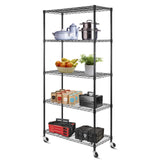 WDT 5 Tier Shelf Shelving Unit with Wheels,Adjustable Metal Shelves for Storage, NSF Wire Shelving Rack,350lbs Loading Capacity Per Shelf Storage Shelves for Kitchen Garage, 36" D x 16" W x 75" H WDT