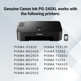 Canon PG-245 XL Genuine Black Ink Cartridge, Compatible with iP2820, MG2420/2924/2920/3020/2522/2525, MX492, TS3120/302/302a/202/202a/4520/3320 Canon