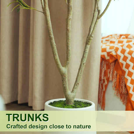 VIVATREES Olive Trees Artificial Indoor, 6FT Tall Faux Olive Tree with White Tall Planter, Artificial Plants with Natural Wood Trunk and Lifelike Fruits for Home Office Decor VIVATREES