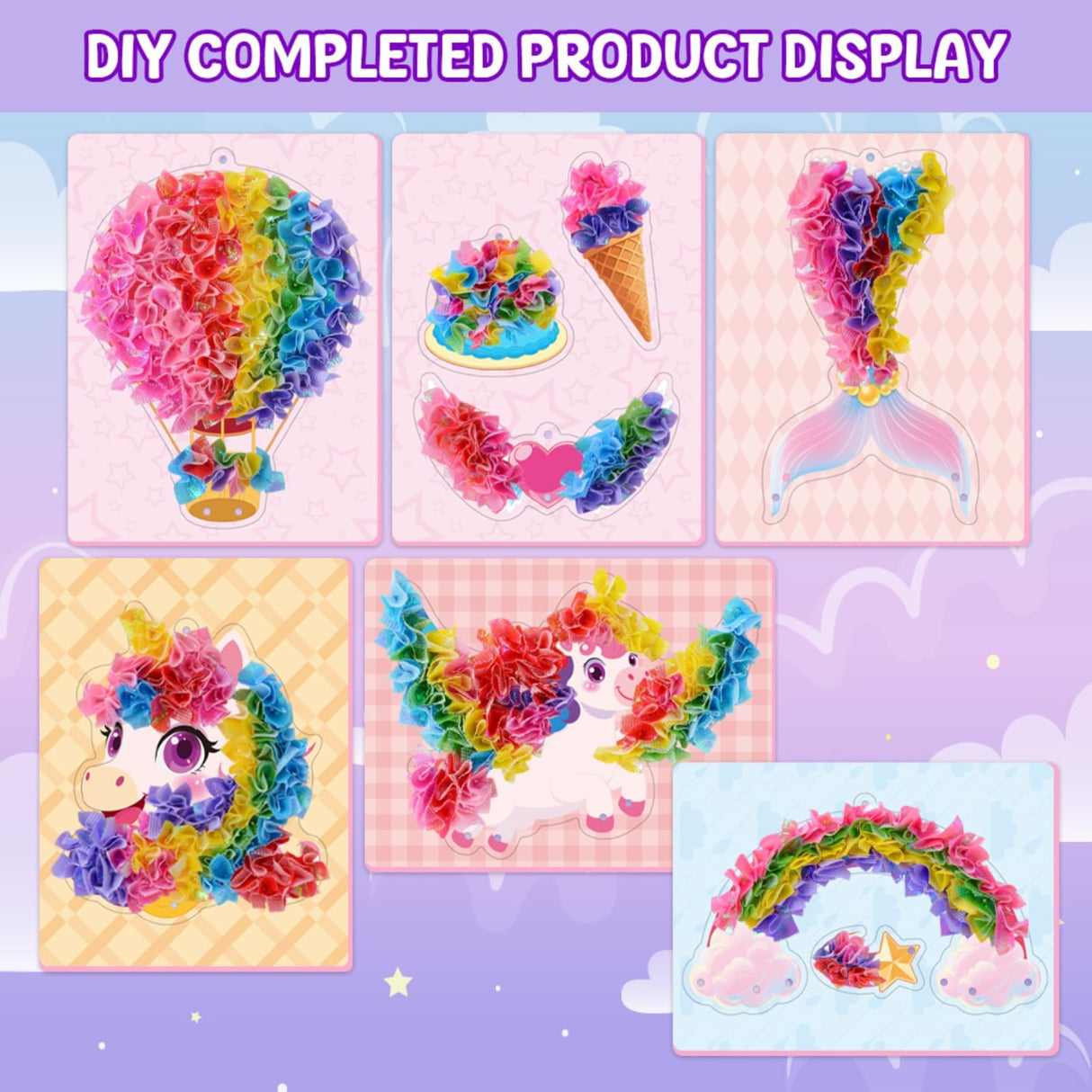 Ancitoy Unicorn Poke Art Kit for Girls, DIY Wind Chime Craft Activity, Mess-Free Art Gifts for Kids Ages 4 5 6 7 8 9 10 Birthday Present Ancitoy