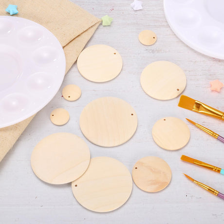 uxcell Round Wooden Discs, 50Pcs 20mm - Log Unfinished Wood Circles with Holes, Wood Ornaments for Crafts, DIY Jewelry Accessories, Birthday Board Tags uxcell