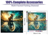LWZAYS 5D Diamond Painting Kits for Adults, Lion Diamond Art Kits for Beginners, DIY Full Round Drill Gem Art Kit for Home Wall Decor and Adults Gift 35 * 35cm LWZAYS
