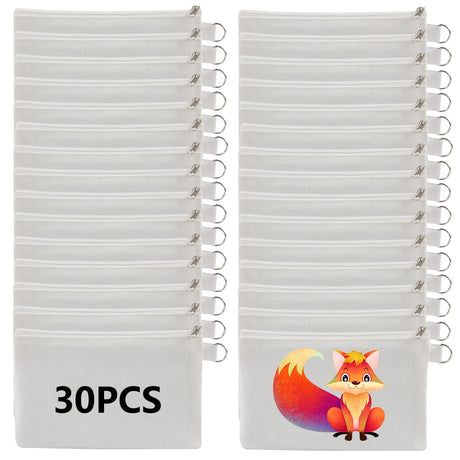 OKBA 30 pcs Sublimation Blanks Makeup Bags Bulk,canvas White Bag,polyester tote bags for sublimation DIY Craft OKBA