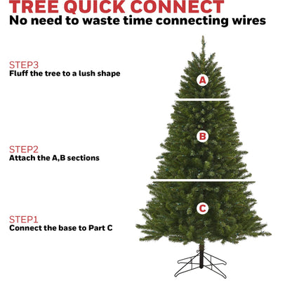 Honeywell 6 ft Pre-Lit Christmas Tree, Eagle Peak Pine Artificial Christmas Tree with 300 Color-Changing LED Lights, Xmas Tree with 927 PVC Tips,Tree Top Connector, UL Certified