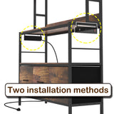 NAIYUFA Kitchen Bakers Rack with Power Outlet,5-Tier Free Standing Storage Shelf Bakers Rack with Baskets,Industrial Microwave Oven Stand,Metal Kitchen Rack Organizer with Hooks NAIYUFA