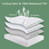 Premium 100% Waterproof Mattress Protector King Size, Breathable Bed Cover 3D Air Fabric Cooling Mattress Pad Cover Smooth Soft Noiseless Washable, 8''-21'' Deep Pocket GOPOONY