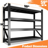 Umeiga 59" W Heavy Duty Garage Shelving, 6000LBS Garage Storage Shelves Industrial Shelving Unit, 4 Tier Adjustable Metal Shelving for Basement, Shop, Warehouse, 59" W x 24" D x 59" H Umeiga