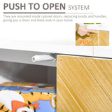 HOMCOM 3 Door Sideboard Buffet Cabinet, Kitchen Cabinet, Coffee Bar Cabinet with Chevron Pattern, Adjustable Shelf and Metal Legs, Natural Wood HOMCOM