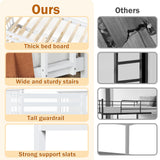 FUQARHY Bunk Bed Twin Over Twin with Storage Drawers, White Convertible Wooden Twin Bunk Beds with Sturdy Stairs and Safety Guardrail, No Box Spring Needed (White) FUQARHY
