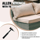 Skyfish 7 Pieces Patio Furniture Set - Outdoor Sectional Wicker Rattan Furniture with Cushion and Glass Table Patio Conversation Sets for Porch Poolside Backyard Outdoor Sofa Set Modular Sofa Skyfish