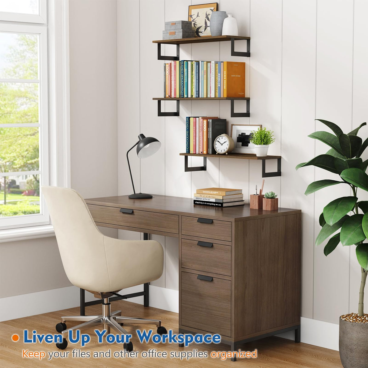 Harwaya Floating Book Shelves for Wall 3-Pack, 24 Inch Long Wall Mount Bookshelf for Bedroom, Rustic Farmhouse Wood Hanging Bookshelves for Living Room Office Books Plants (Dark Brown) Harwaya