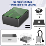 Gluwphy Class 1 Laser Engraver 10000mV(10W) Enclosed Laser Engraving Machine with Air Assist, Honeycomb, Turbo Fan Filtering Laser Cutter for Wood, Metal, Acrylic, Black Gluwphy