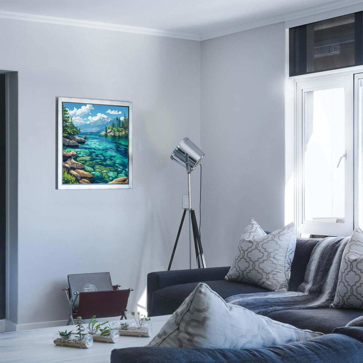 ARNLRDYA Lake Tahoe Paint by Number Kits, Snowy Mountains Paint by Numbers for Adult, Forest Fir Scenery Acrylic Painting on Canvas for Gifts Home Wall Decor(16inch×20inches, No Frame) ARNLRDYA