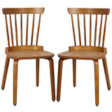 Bekrvio Windsor Chairs Set of 2, Farmhouse Spindle Back Dining Chairs with Bentwood Legs, Solid Wood Armless Dining Room Chair for Kitchen Room, Living Room, Vintage Country Style, Distressed Brown Bekrvio