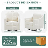 COLAMY Swivel Accent Chair, 360° Rotation Chenille Fabric Upholstered Leisure Armchair with Lumbar Pillow for Living Room Bedroom Home and Office, Beige COLAMY