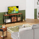 Furologee TV Stand with 2 Fabric Drawers, 42 Inch Small Entertainment Center with Open Storage Shelves, Media Console Table for Bedroom, Living Room, Rustic Brown Furologee