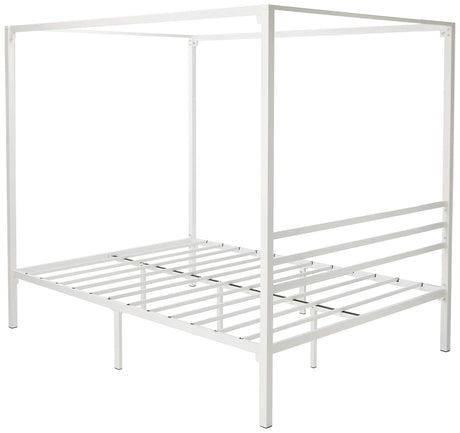 ZINUS Patricia White Metal Canopy Platform Bed Frame, Mattress Foundation with Steel Slat Support, No Box Spring Needed, Easy Assembly, Queen Zinus