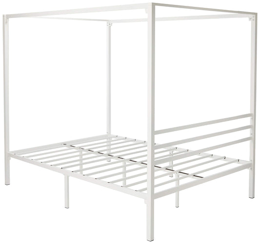 ZINUS Patricia White Metal Canopy Platform Bed Frame, Mattress Foundation with Steel Slat Support, No Box Spring Needed, Easy Assembly, Queen