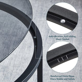 SAYGOER Round Coffee Table Glass Coffee Tables for Small Space Simple Modern Center Table for Living Room Home Office, Sofa Side Table with Metal Steel Frame, Easy Assembly, Gray Black SAYGOER