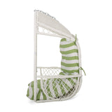 Christopher Knight Home Becky Wicker Hanging Chair with Cushion (Stand Not Included), White, Green Christopher Knight Home