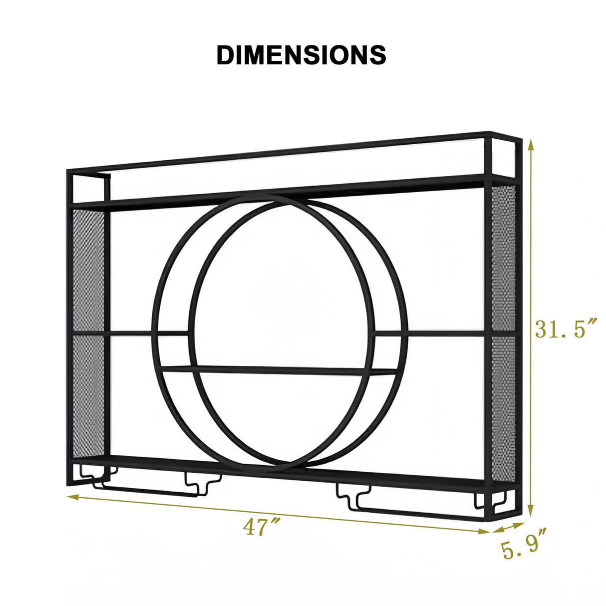 Liquor Bottles Bar Shelves Wall Mounted with LED Lighting Glass Holder, Wine Rack 3-Tiers Display Storage Organizer Hanging Long Stemware Goblet Metal for Home Cellar Black 47in Generic
