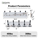 LECHYN Rustic Wooden Coat Rack Wall Mount with 5 Hooks, Farmhouse Wood Coat Hanger Wall Mount Heavy Duty for Hanging Jacket Coat (White) LECHYN