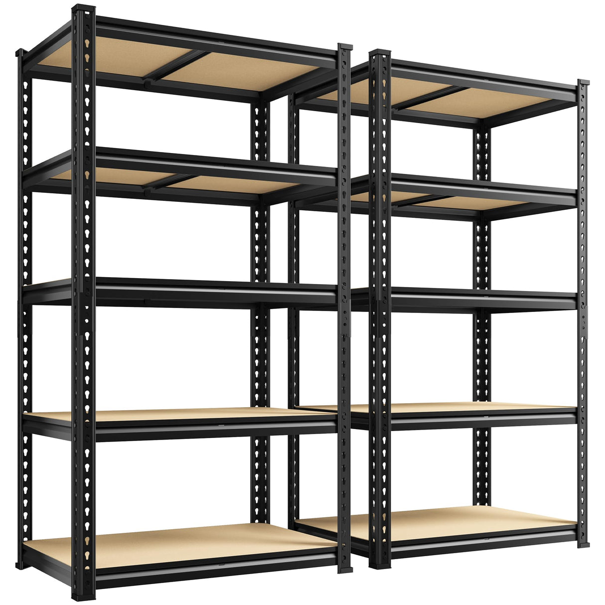 DurayLoly Set of 2 Storage Shelves 27.7"W Metal Shelving 2010LBS Garage Shelving Heavy Duty Garage Shelves Adjustable 5 Tier Metal Shelf for Pantry Kitchen Closet Basement Warehouse 11.9"D×27.7"W×60"H DurayLoly