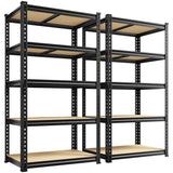 DurayLoly Set of 2 Storage Shelves 27.7"W Metal Shelving 2010LBS Garage Shelving Heavy Duty Garage Shelves Adjustable 5 Tier Metal Shelf for Pantry Kitchen Closet Basement Warehouse 11.9"D×27.7"W×60"H DurayLoly
