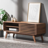 mopio Ensley TV Stand, Mid Century Modern TV Stand for 55/60/65 inch TV, Farmhouse TV Stand, Entertainment Center with Storage, TV and Media Consol for Living Room (Walnut, 46") mopio