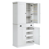 IRONCK Kitchen Pantry Cabinet 72" Height, Freestanding Cupboard with Drawer, Sliding Storage Rack, and 6 Hanging Shelves for Dining Room, Laundry, White IRONCK