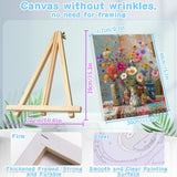 VIGEGU 4 Pack Paint by Numbers Kit for Adults with Frame,Paint by Number with Wooden Easel DIY Flower Adult Paint by Number Kits for Home Decor12x16-13.8x13.8 inch VIGEGU