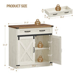 Hzuaneri Kitchen Storage Cabinet, Buffet Cabinet with Storage, Modern Farmhouse Sideboard Cabinets with Drawer, 31.5" Coffee Bar Cabinets with Doors & Adjustable Shelves, for Kitchen, White Brown Hzuaneri