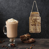 Jetec 3 Pcs Coffee Bar Decor Sign Mason Jar Wall Hanging Plaque Farmhouse Kitchen Decor Wooden Coffee Sign for Kitchen Home Living Room Wall Decorations(Simple Style) Jetec