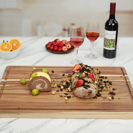 Extra Large Acacia Wood Cutting Board for Kitchen, 24 x 18 Inch Large Butcher Block Chopping Board with Juice Groove, Thick Wood Cutting Boards Fashionwu