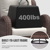 LayinSun 8 Pieces Outdoor Patio Furniture Set with Fire Pit Table, Rattan Wicker Sectional Swivel Rocker Chairs Sets with Ottomans, Swivel Glider Chair and Coffee Table LayinSun