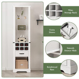 RoyalCraft 75'' Tall Storage Cabinet with LED Light, Farmhouse Pantry Cabinet with Tempered Glass Adjustable Shelves & Wine Storage Rack, Freestanding Linen Tower, White RoyalCraft