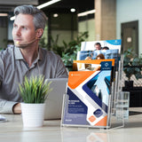 MaxGear Acrylic Brochure Holder 8.5 x 11 inch, 4 Tier Clear Literature Organizer Magazine Stand Display with Removable Divider for 4 x 9 inch Brochures, Pamphlet, Wall Mount or Countertop, 1 Pack MaxGear