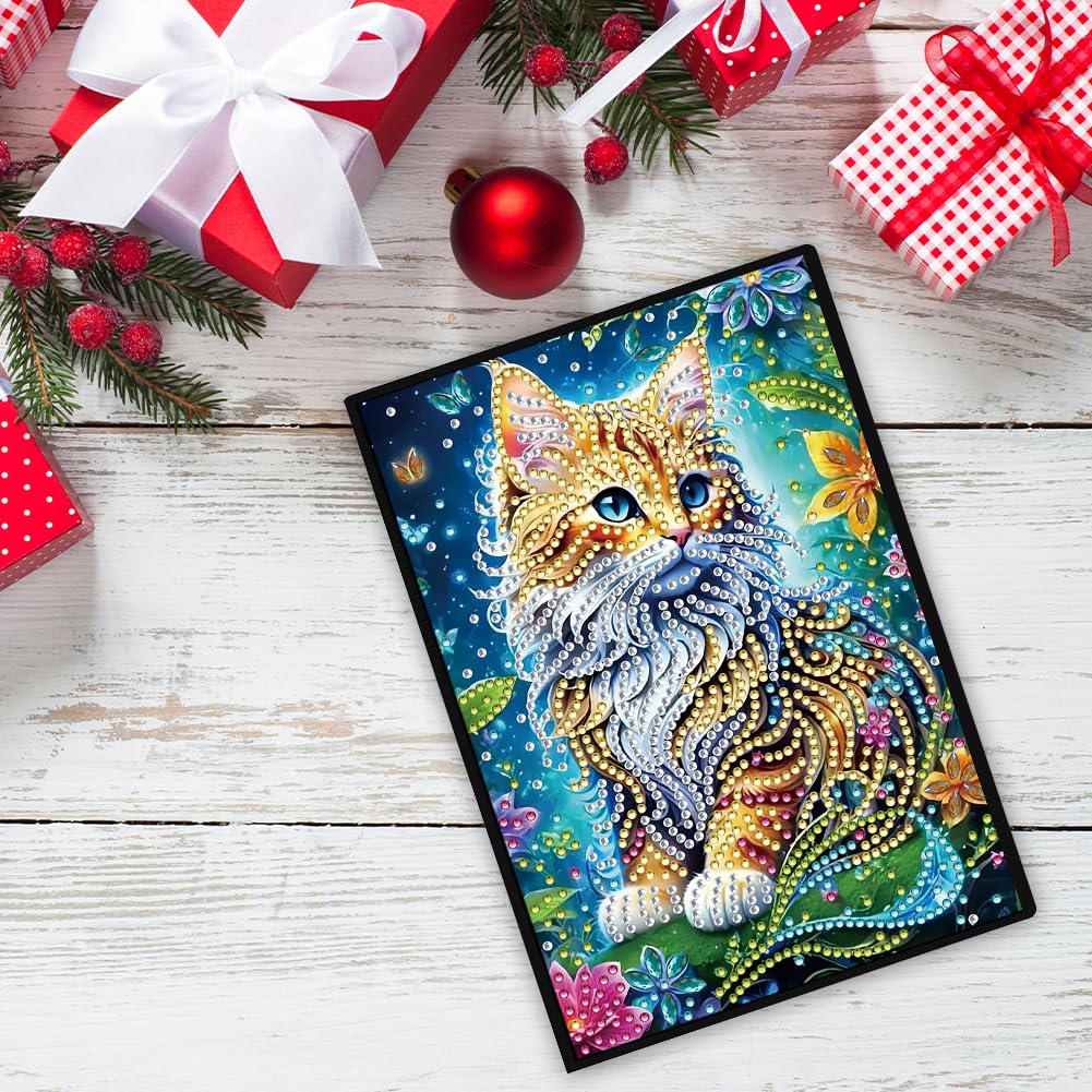 50-Page A5 Cat Diamond Art Painting Notebook for Adults - Holiday & Birthday Gift Journal FRANDEK