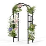VINGLI Vinyl Garden Arbor, PVC Wedding Arch for Ceremony Party, Garden Trellis for Climbing Plants Outdoor, Arch Backdrop Stand for Garden, Backyard, Lawn (Black) VINGLI
