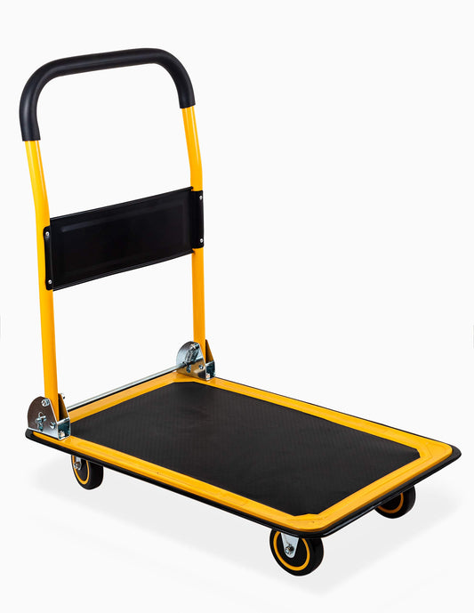 MaxWorks 80876- Foldable Platform Truck Push Dolly 330 lb. Weight Capacity Black and Yellow 28.75" x 18.75" x 33"