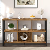 FOLUBAN Industrial Horizontal Bookshelf, 6 Cube Storage Organizer with Shelf, Wood and Metal Cubby Bookcase for Living Room Bedroom, Rustic Brown, 47 Inch FOLUBAN