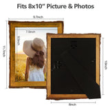 Golden State Art, 8x10 Picture Frame Rustic Brown, Solid Wood Picture Frame with Bark Edges & Real Glass Cover, Display Posters/Photos/Prints 8x10 for Wall Mounting, Farmhouse Decor Golden State Art