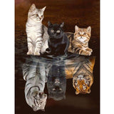 LYKEJI Cats Diamond Art Kits for Adults 5D Full Drill Diamond Painting Kit, Three Tiger Cross Stitch Art Kits Painting with Diamonds 11.8×15.7 Inch LYKEJI