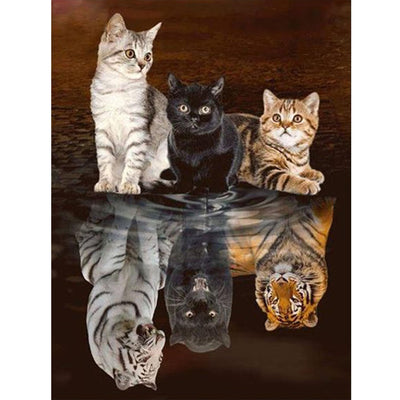 LYKEJI Cats Diamond Art Kits for Adults 5D Full Drill Diamond Painting Kit, Three Tiger Cross Stitch Art Kits Painting with Diamonds 11.8×15.7 Inch