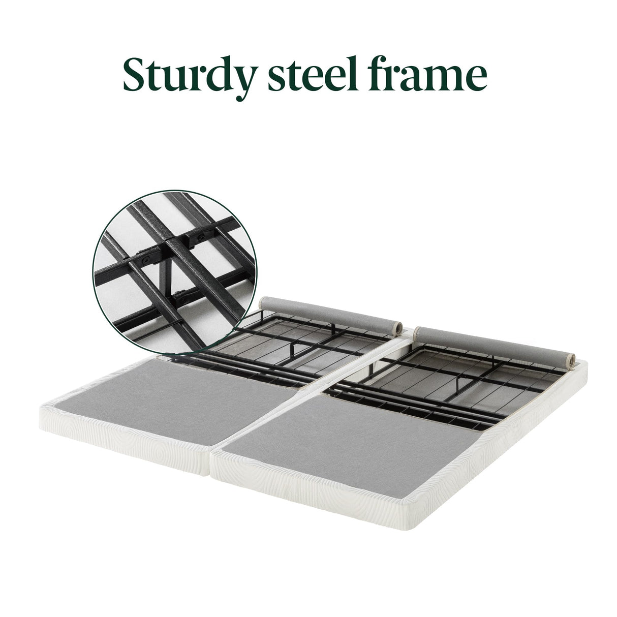 ZINUS No Assembly Metal Box Spring, 4 Inch White Mattress Foundation, Sturdy Metal Structure, Split King Zinus