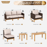 Sophia & William Large Patio Furniture Set, 8 Piece Luxury Rattan Outdoor Sectional Furniture Set, Patio Conversation Set with 3 Armless Sofa, 2 Corner Sofa, 2 Single Sofa, 2 Coffee Table(Beige) Sophia & William