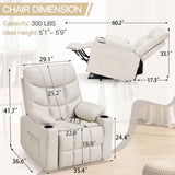 Esright Power Lift Recliner for Elderly, Electric Lift Chair with Heated Vibration Massage,Heavy Duty Electric Recliner with Side Pockets, USB Charge Port & Cup Holders, Cream Beige Esright