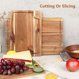 Acacia Wood Cutting Board Set with Juice Groove (3 Pieces), Organic Wooden Cutting Boards for kitchen, Butcher Block Cutting Board for Meat, Vegetable, Wooden Chopping Board 15x10, 12x8, 9x6 inch AIDEA